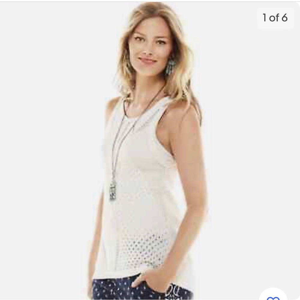 CAbi Cream Sleeveless Scoop Neck Knit Tank